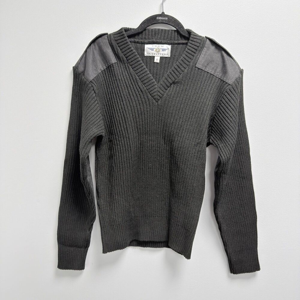 Crew Outfitters Commando Sweater Men's Sz S Acrylic Patch Ribbed Black